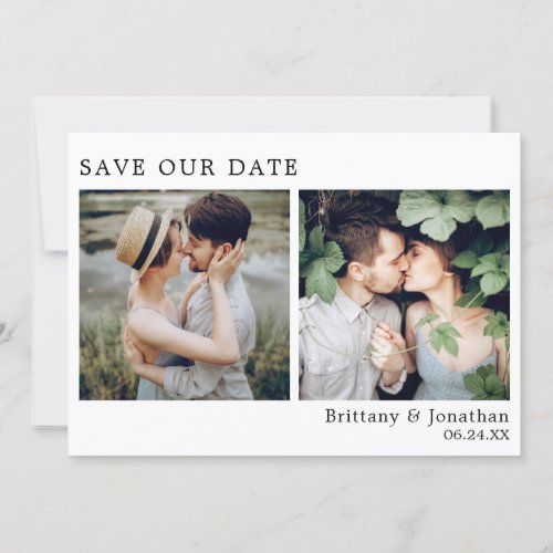 Modern Minimalist 2 Photo Save Our Date Card