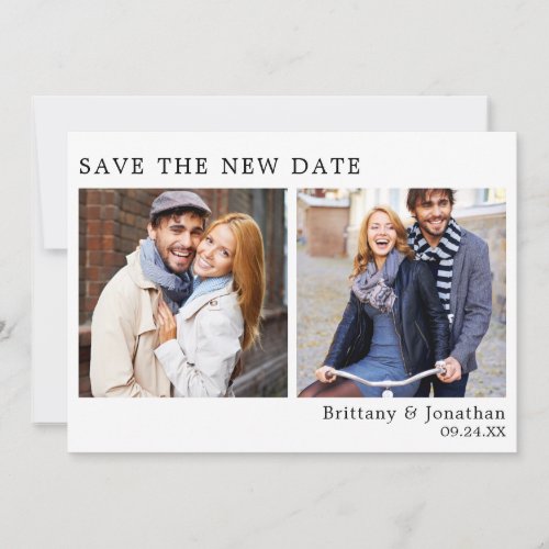 Modern Minimalist 2 Photo Save The New Date Card