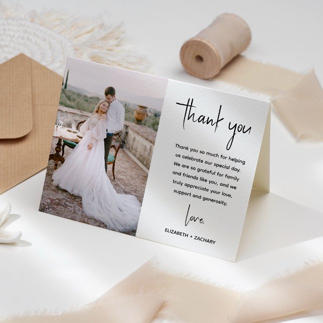 Modern Minimalist 2-Photo Script Wedding Thank You (Creator Uploaded)