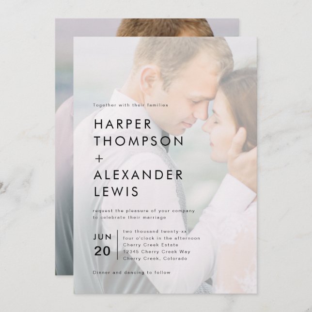 Modern Minimalist 2 Photo Wedding Invitation (Front/Back)