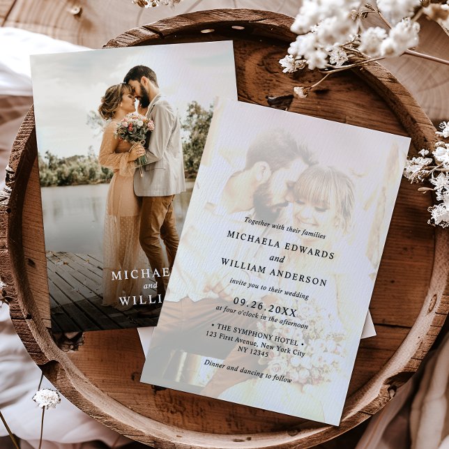 Modern Minimalist 2-Photo Wedding Invitation (Creator Uploaded)