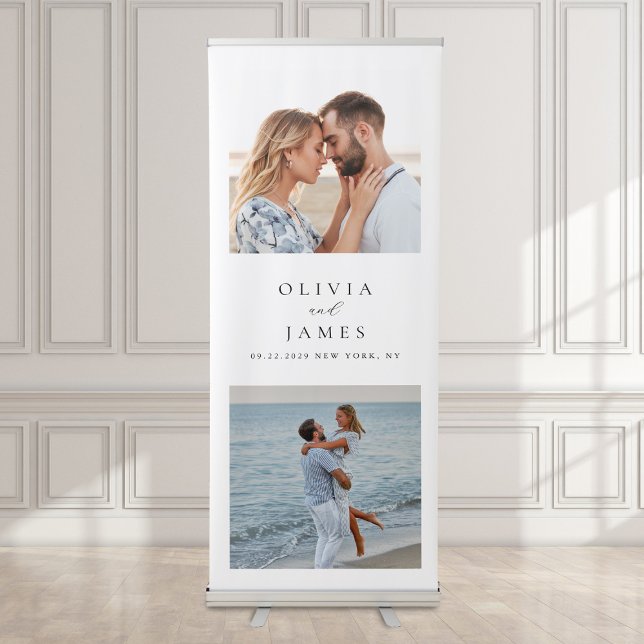 Modern Minimalist 2 Photo Wedding Retractable Banner (Creator Uploaded)