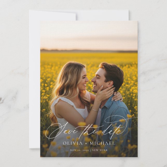 Modern Minimalist 2 Photo Wedding Save The Date (Front)