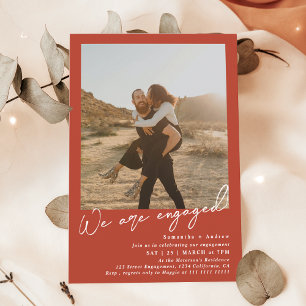 Modern minimalist 2 photos engagement party boho invitation