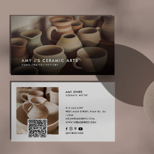Modern Minimalist 2 Photos QR Code & Socials Business Card