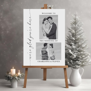 Modern Minimalist 2 Photos Welcome Wedding Sign
