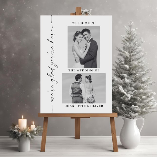 Modern Minimalist 2 Photos Welcome Wedding Sign (Creator Uploaded)