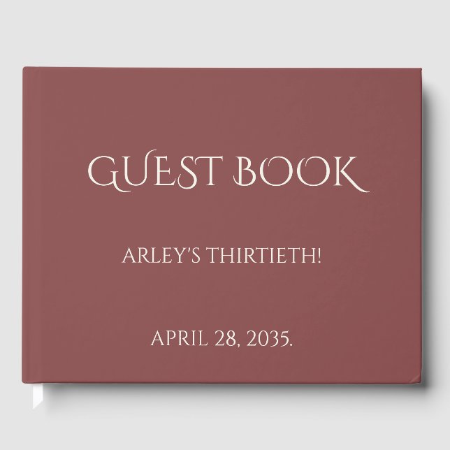 Modern Minimalist 30th Birthday Party Guest Book (Front)