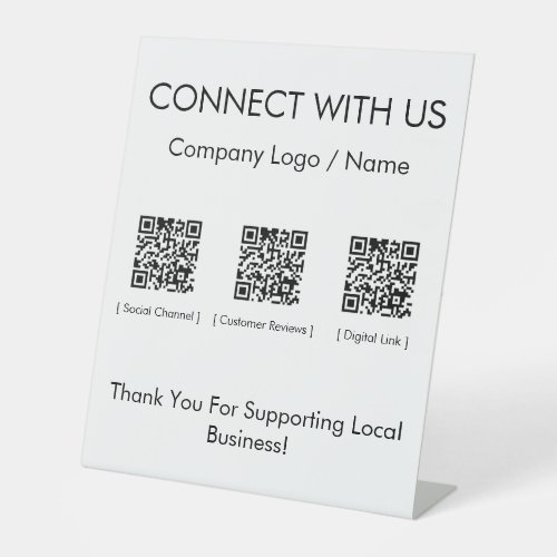 Modern Minimalist 3 Photo Barcode Tabletop Busines Pedestal Sign