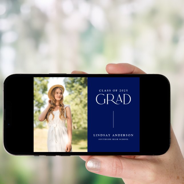 Modern Minimalist 3 Photo Graduation Party Invitation (Front Digital)