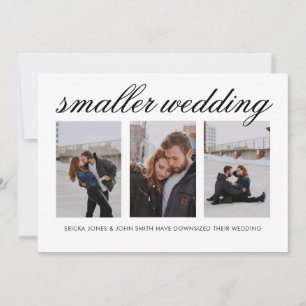 Modern Minimalist 3 Photo Smaller Wedding Announcement