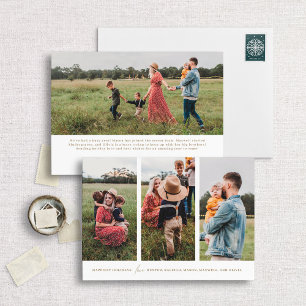 Modern Minimalist 3 Vertical Photos Holiday Card