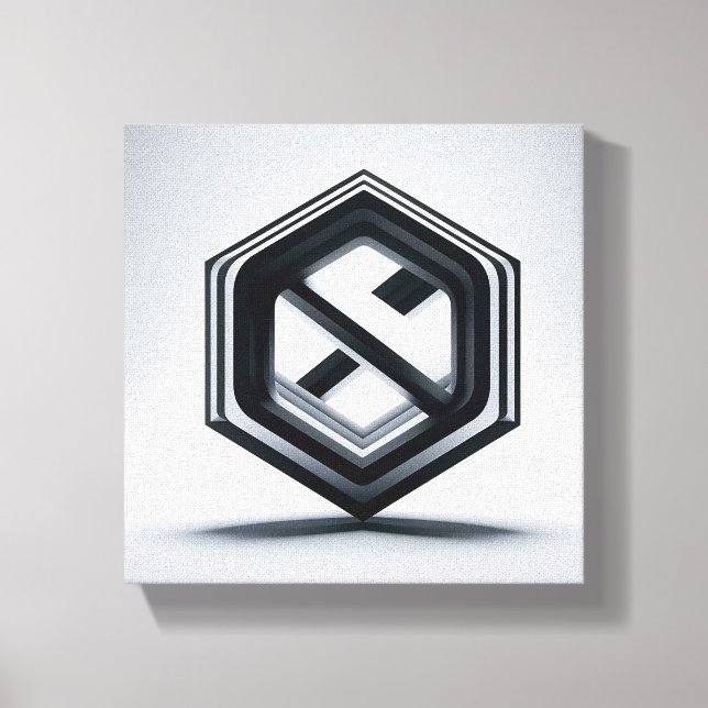 Modern Minimalist 3D Hexagon Art - Abstract Geomet Canvas Print (Front)