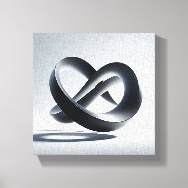 Modern Minimalist 3D Infinite Knot - Abstract Meta Canvas Print (Front)