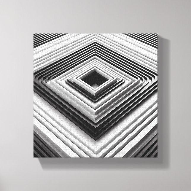 Modern Minimalist 3D Nested Squares Art - Abstract Canvas Print (Front)