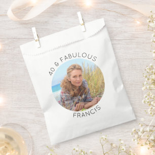 Modern Minimalist 40 & Fabulous Circle Photo Favor Bag