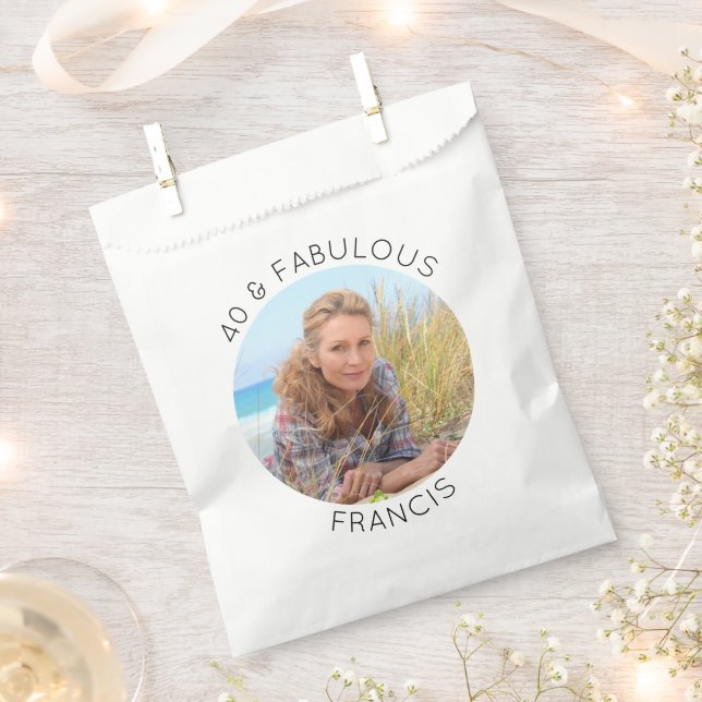 Modern Minimalist 40 & Fabulous Circle Photo Favor Bag (Clipped)