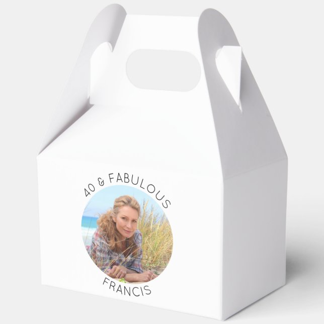Modern Minimalist 40 & Fabulous Photo Favor Boxes (Front)
