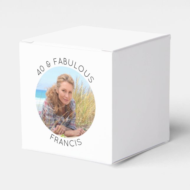 Modern Minimalist 40 & Fabulous Photo Favor Boxes (Front Side)