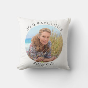 Modern Minimalist 40 & Fabulous Photo Throw Pillow