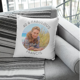 Modern Minimalist 40 & Fabulous Photo Throw Pillow