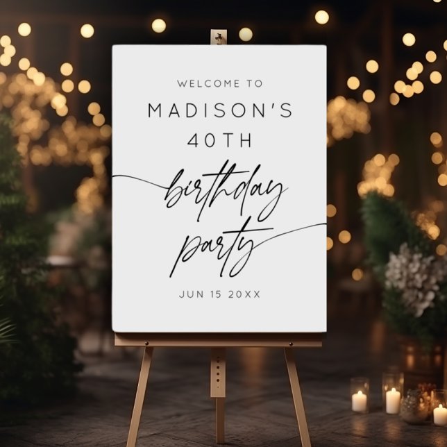 Modern Minimalist 40th Birthday Party Welcome Foam Board (Creator Uploaded)