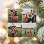 Modern Minimalist 4 Photo Collage Ceramic Ornament<br><div class="desc">Create your own custom Christmas ornament featuring 4 of your favorite pictures in a simple grid photo collage.</div>