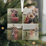 Modern Minimalist 4 Photo Collage Christmas Glass Ornament<br><div class="desc">Modern Minimalist 4 Photo Collage Glass Christmas Ornament</div>