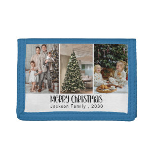 Modern Minimalist 4 Photo Collage Family Name Year Tri-fold Wallet