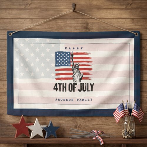 Modern Minimalist 4th of July Patriotic BBQ Party Banner