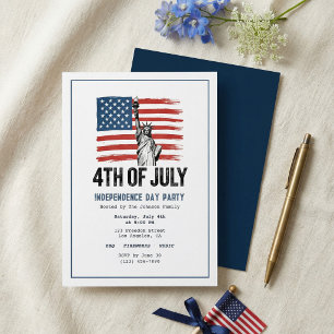 Modern Minimalist 4th of July Patriotic BBQ Party Invitation