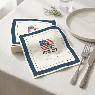 Modern Minimalist 4th of July Patriotic BBQ Party Napkins