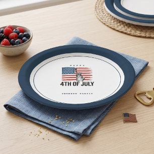 Modern Minimalist 4th of July Patriotic BBQ Party Paper Plates