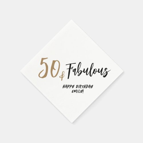 Modern Minimalist 50 and Fabulous 50th Birthday Napkins