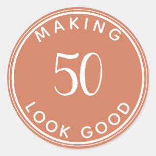 Modern Minimalist 50th Birthday  Classic Round Sticker