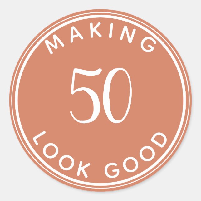 Modern Minimalist 50th Birthday  Classic Round Sticker (Front)