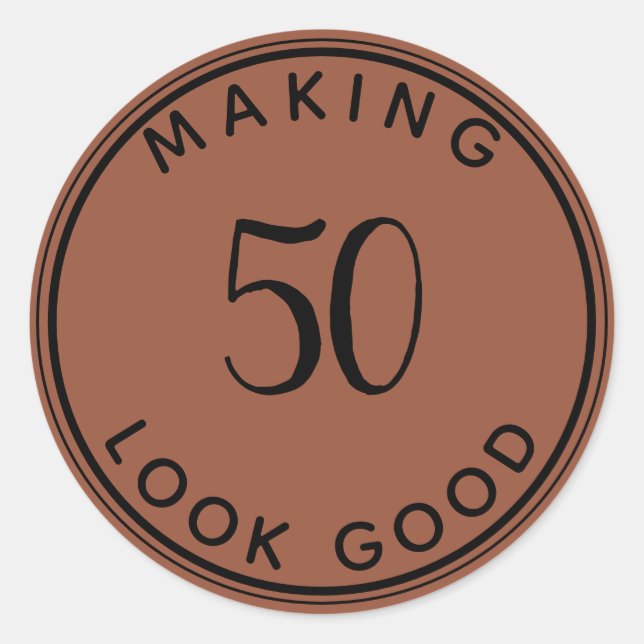 Modern Minimalist 50th Birthday  Classic Round Sticker (Front)