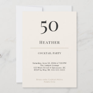 Modern Minimalist 50th Birthday Cocktail Party Invitation