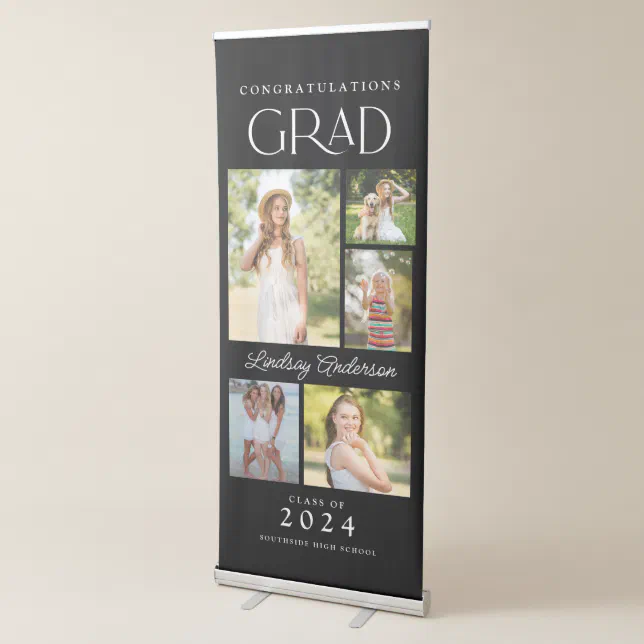 Modern Minimalist 5 Photo Congratulations Graduate Retractable Banner modern-minimalist-5-photo-congratulations-graduate-retractable-banner