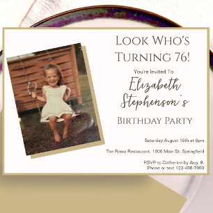 Modern Minimalist 76th Birthday Photo Invitation