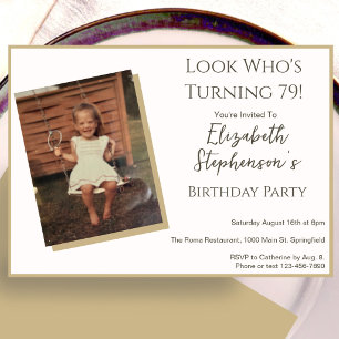 Modern Minimalist 79th Birthday Photo Invitation
