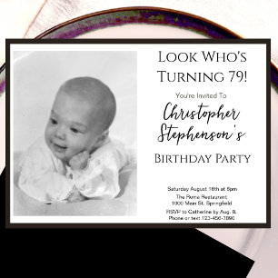 Modern Minimalist 79th Birthday Photo Invitation