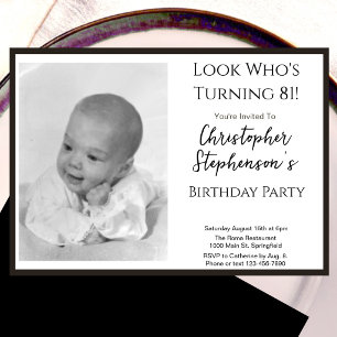Modern Minimalist 81st Birthday Photo Invitation