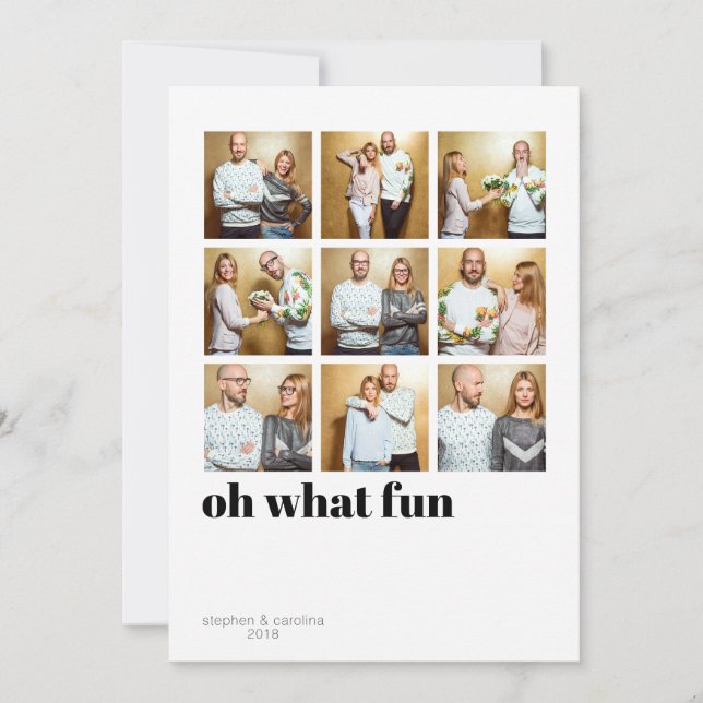 Modern Minimalist 9 Square Holiday Photo Card (Front)