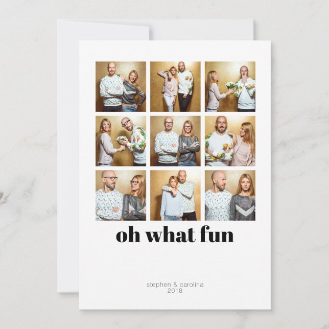 Modern Minimalist 9 Square Holiday Photo Card (Front)