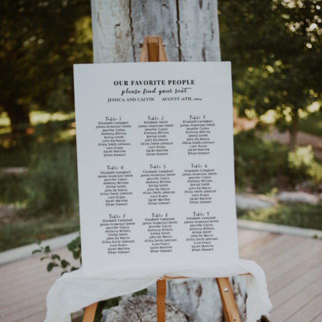 Modern Minimalist 9 table Seating Chart Foam Board (Creator Uploaded)