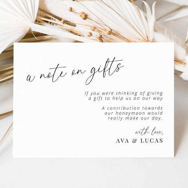 Modern Minimalist A Note On Gifts Honeymoon Fund Enclosure Card (Creator Uploaded)