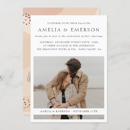 Modern Minimalist Abstract Art Photo Wedding Invitation