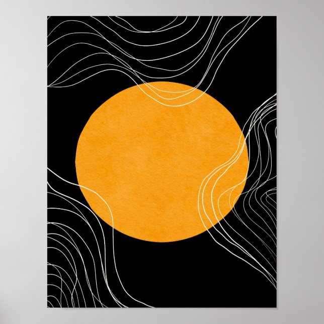 Modern Minimalist Abstract Black and Yellow Poster (Front)