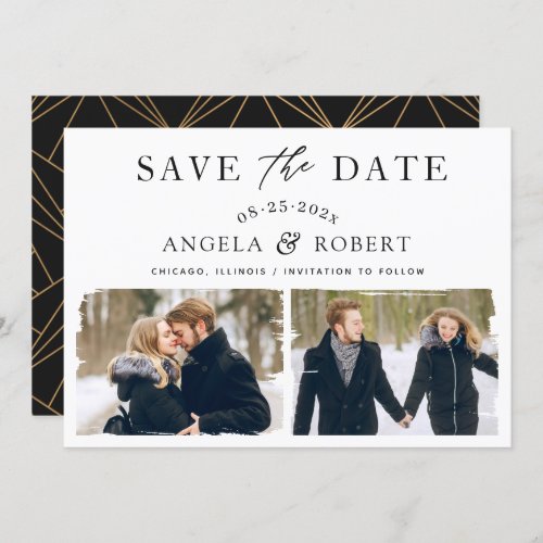 Modern Minimalist Abstract Brush Stroke 2 Photo Save The Date